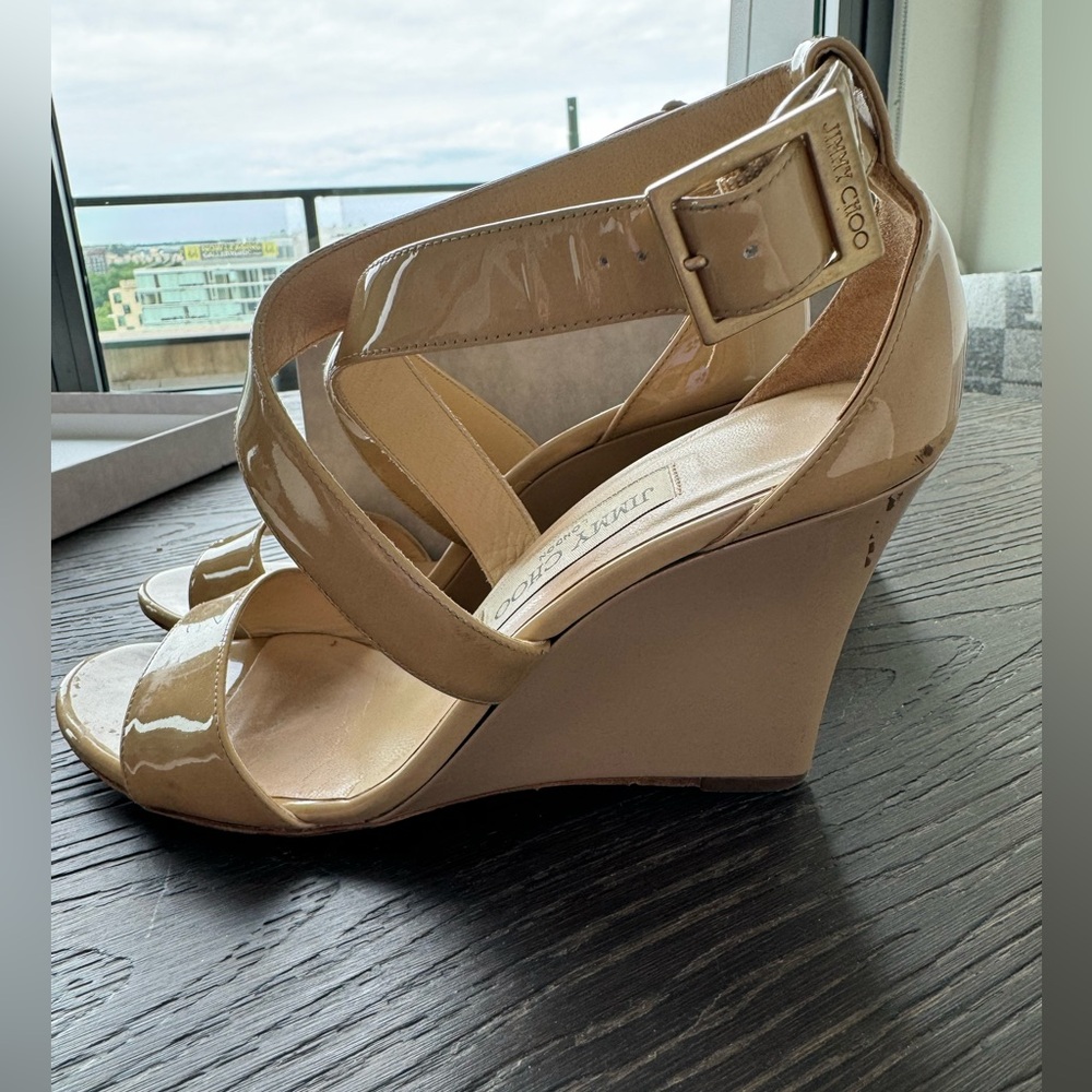 Jimmy Choo Fearne Wedge nude sandal 37